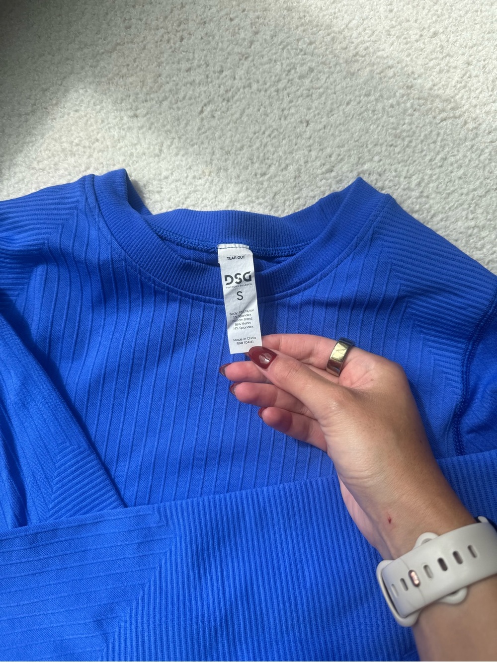 Blue Ribbed Long-Sleeve Top - Picture 2 of 5